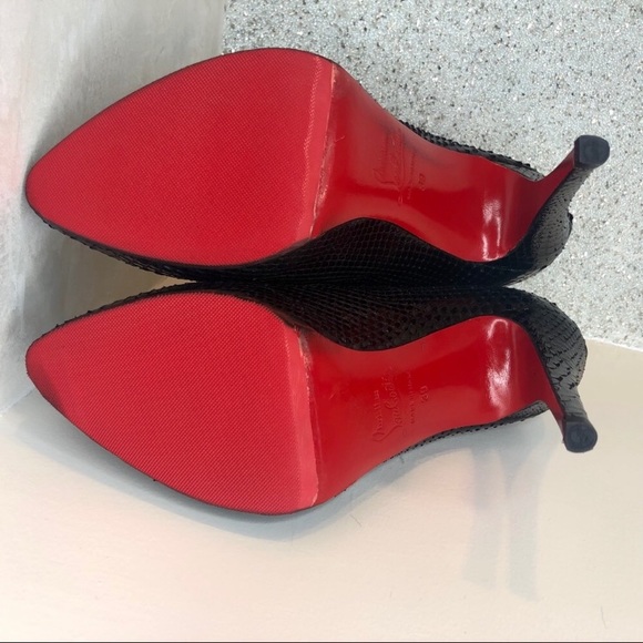👠SOLD👠 Louboutin Black python Ankle Boots Bootie - Picture 6 of 8